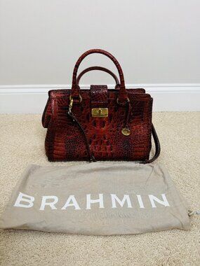 Brahmin Annabelle Brahmin Satchel Brown Embossed Reptile Crocodile Leather Handb